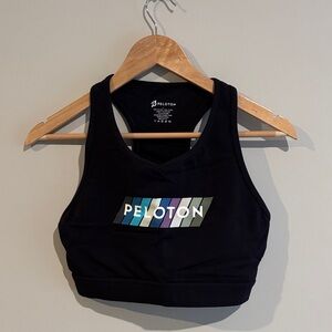 Peloton Women's Black Sports Bra with Multicolor Logo